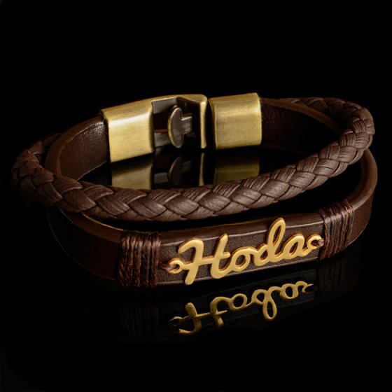 دستبند طلا چرم با اسم هدا