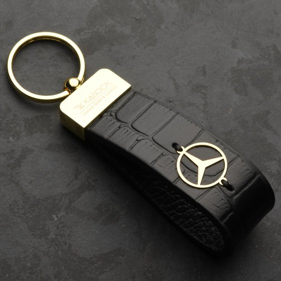 جاکلیدی طلا چرم با لوگو بنز