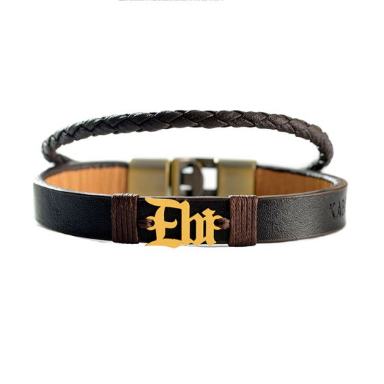 دستبند طلا چرم با اسم ابی