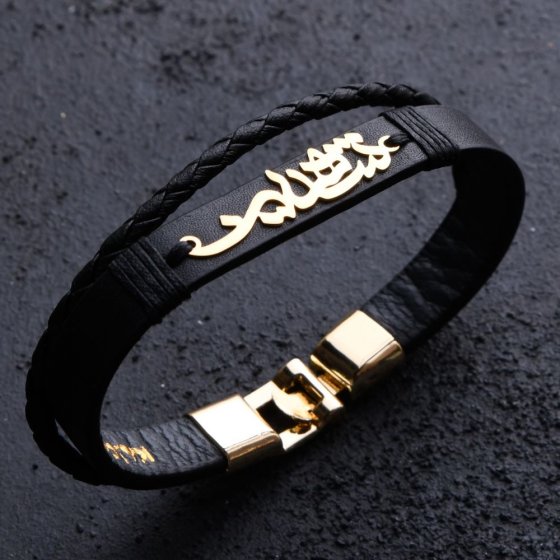 دستبند طلا چرم اسم شاهین