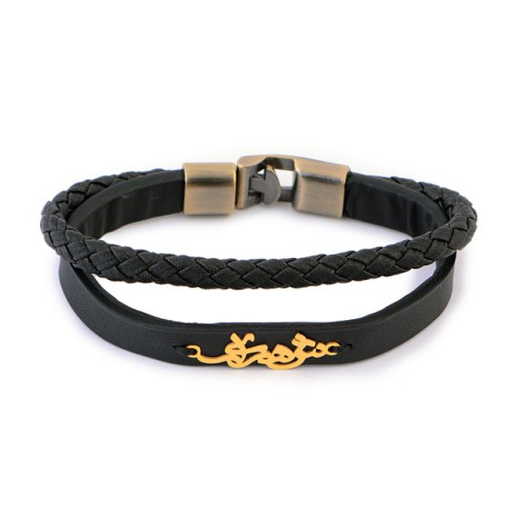 دستبند طلا چرم با اسم شهیار
