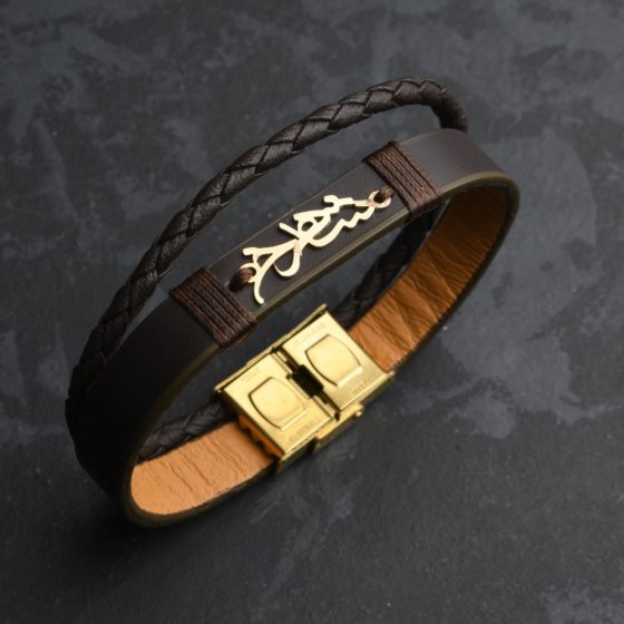دستبند طلا چرم اسم شاهرخ