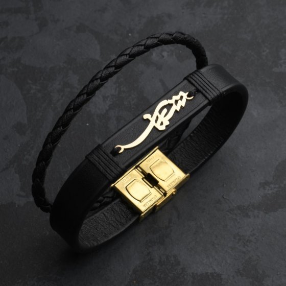 دستبند طلا چرم اسم شایان