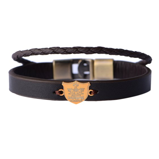 دستبند طلا چرم با پلاک پرسپولیس