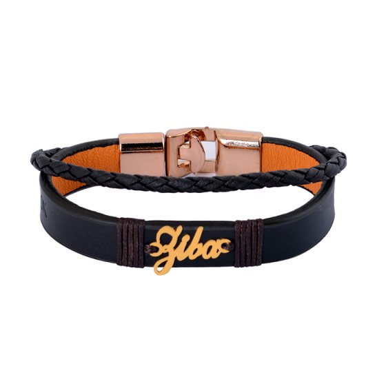 دستبند طلا چرم با اسم زیبا